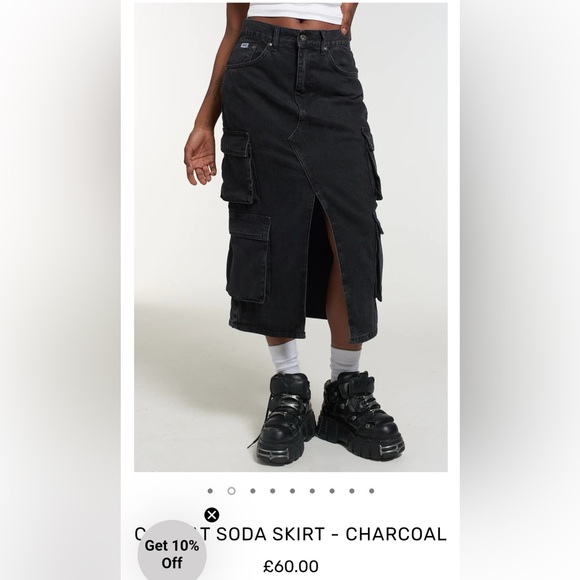 The Ragged Priest charcoal black soda combat denim midi skirt size xs - Picture 3 of 5